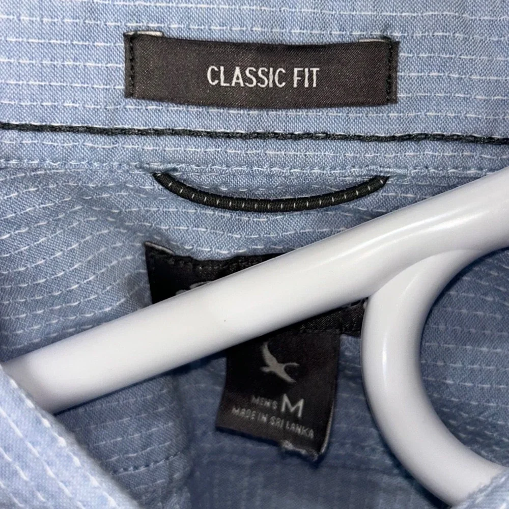 Eddie Bauer Mens Classic Fit Short Sleeve Button Up Shirt Blue Stripe‎ Size M